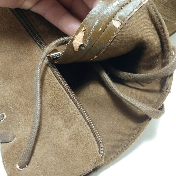 INC INTERNATIONAL CONCEPTS BISQUIT Brown zip w/LACEs  ANKLE BOOTS 9.5 US - Picture 3 of 5